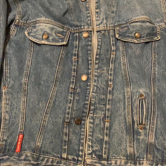 Oversized denim jacket 90s dungarees boys XL 12 - Picture 2 of 5